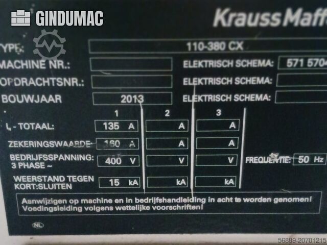 Hydraulic Injection Moulding Machine Krauss Maffei 110-380 CX