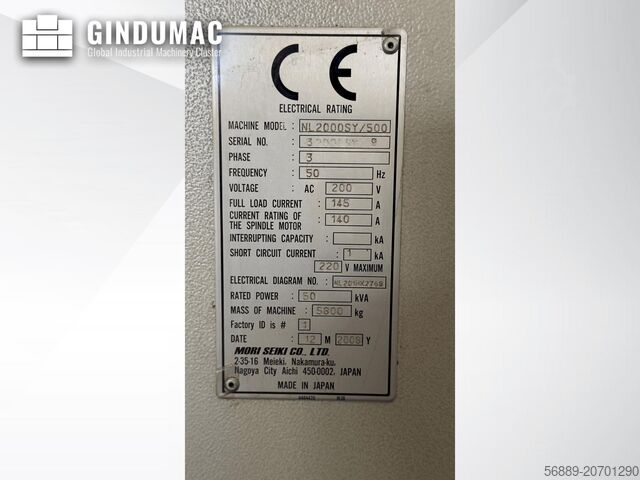 Centre de tournage et d'usinage MORI SEIKI NL 2000 SY /500