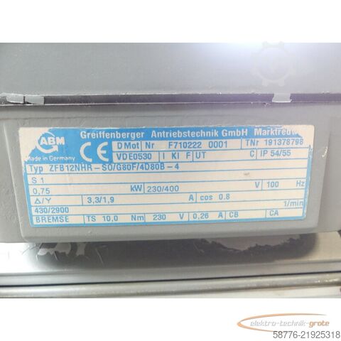 Unidade de controlo  ABM Greiffenberger ZBF12NHR-S0 / G80F / 4D808-4 Getriebemotor SN: 191378798