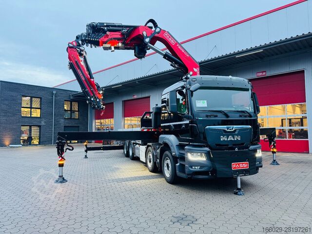 Düz kasa kamyon MAN TGS 35.520 8x4 Hydro, Kran Fassi F805 TECHNO