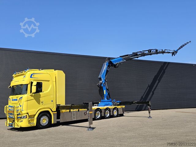 Plataforma de carga Scania S580 V8 / 8x4 / FASSI 115 t/m CRANE / RETARDER