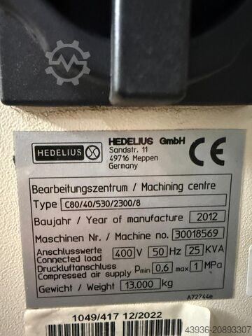 3-axis CNC machine (VMC) Hedelius - C80 Hedelius C80/2300/8