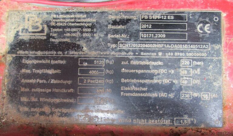 Ножичний підйомник PB Lift S171-12ES