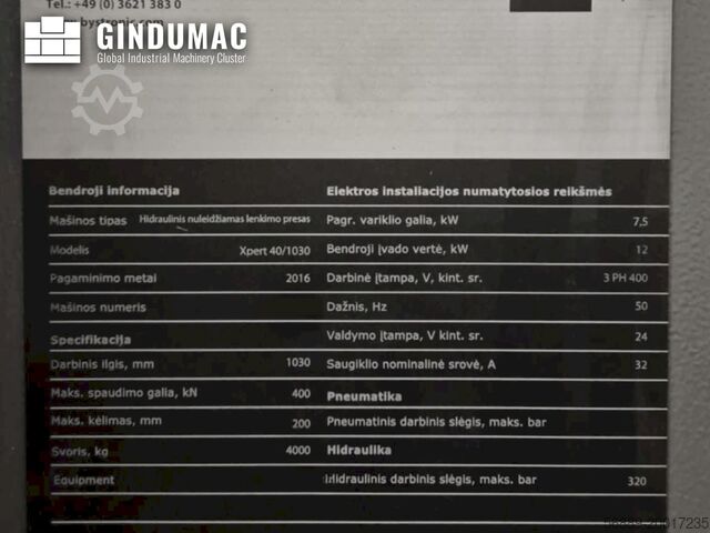 Särmäyspuristin Bystronic Xpert 40/1030