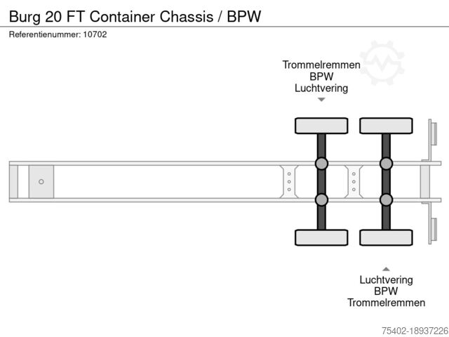 Konteinerių vežimas Burg 20 FT Container Chassis / BPW