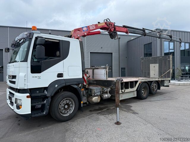 Autovedu veoauto IVECO Stralis 420 6x2 Maschinetransport HMF1823 Crane