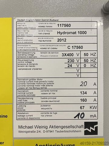 оформяща машина WEINIG HYDROMAT 1000 + MECHANISATION