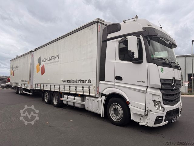 Flatbed truck with tarp MERCEDES-BENZ Actros 2542 LnR 6x2 Retarder Standklima