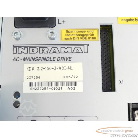 Indramat Komponente Indramat KDA 3.2-150-3-A0I-W1 AC-Mainspindle Drive SN:237254-01029
