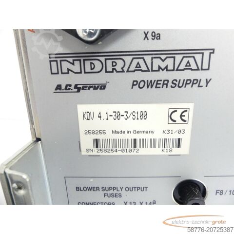 Indramat Komponente Indramat KDV 4.1-30-3 / S100 / 258255 Stromversorgung SN: 258254-01072