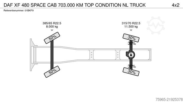Tractora standard DAF XF 480 SPACE CAB 703.000 KM TOP CONDITION NL TRU