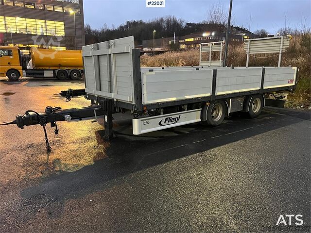 Plattformanhänger Fliegl Fahrzeugbau tps 200 2 axle flatbed trailer w/Folda