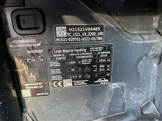 Электрический 4-х колесный вилочный погрузчик Linde E16P-02