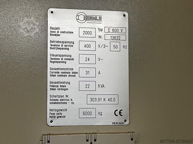 立形マシニングセンタ HERMLE C 600 V