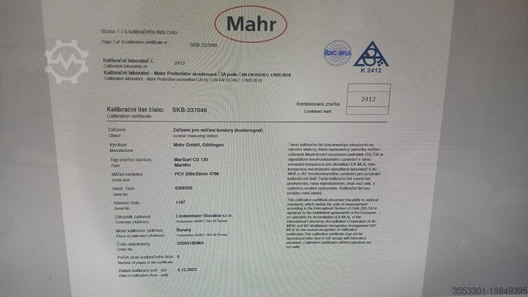  Mahr Contourograph Mahr MarSurf CD 120 ST 500