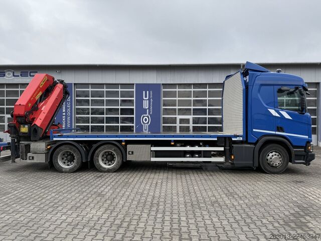 Grua montada em camião SCANIA R500 6x4 Pritsche mit Kran Palfinger PK53002 SH