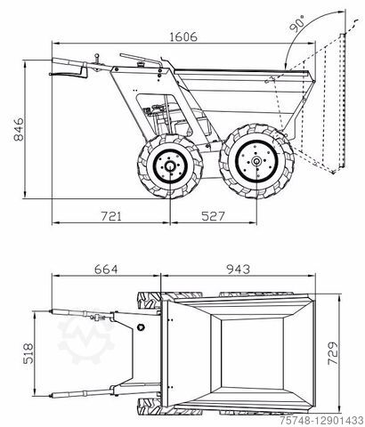 جرافة ذات عجلات  Minidumper Schubkarre Radlader Muldenkipper 4x4