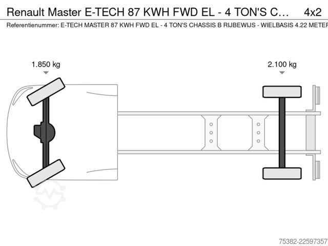 Chasis con cabina Renault Master E-TECH 87 KWH FWD EL - 4 TON'S CHASSIS /...