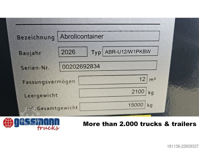Veokonks konteiner  Abrollcontainer ABPR ca. 12m³,  überfahrbare