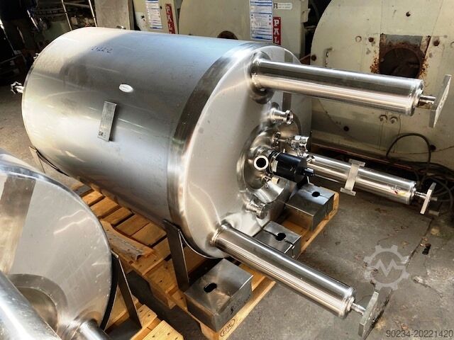Depósito vertical aséptico de almacenamiento a presión con chaqueta, de acero inoxidable AISI 316L,  SCHWARTE-MILFOR SP. Z. O. O. 830 Liters
