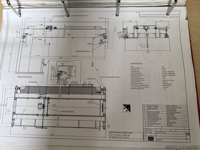 คานคู่ 18,800 มม. x 20 ตัน Konecranes Dubbelligger Bovenloopkraan