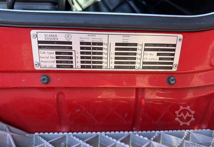 Kamion s ravnom platformom i ceradom Scania R164LB 4x2 Plane/HB / Swiss-Vehicle