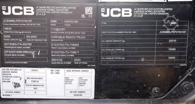Chargeur télescopique JCB 555P210R