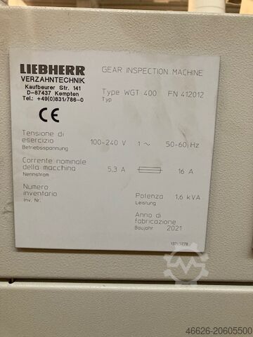 آلة قياس التروس Liebherr WGT 400