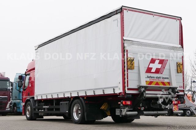 Flatbed truck with tarp RENAULT DWide 18.320 Pritsche Plane Vollluft XL-Tank LBW
