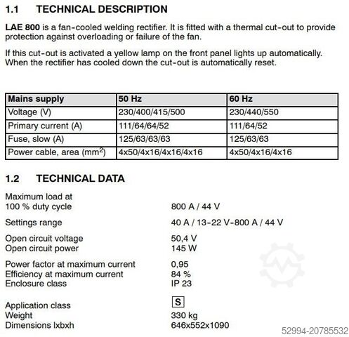 Hitsausmuuntajat Esab LAE 800 amp