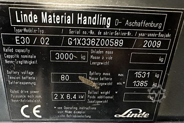 Челен мотокар LINDE E30/02