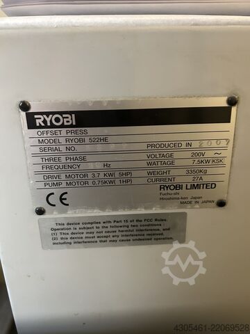 Ofset tisak stroj Ryobi 520HE with  Numbering and Perforating UN