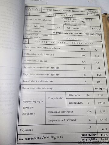 Rezervor CO2 Criogenic, Gheață Carbonică POM Steszew 47,7 m3