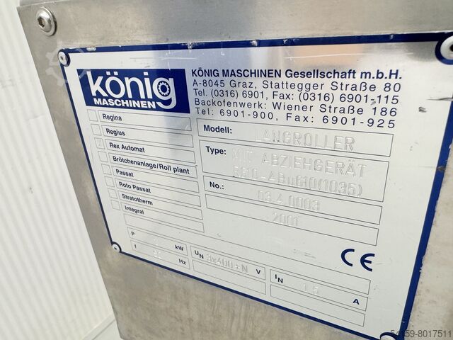 Konig Rex Futura bun roll line König Rex Futura