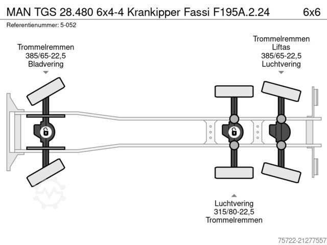 3-странен самосвал MAN TGS 28.480 6x4-4 Krankipper Fassi F195A.2.24