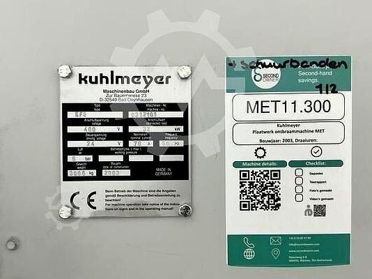 Машина за премахване на ръбове върху ламарина Kuhlmeyer EFS-550, 2003 година Kuhlmeyer EFS-550