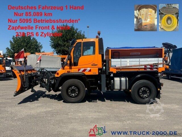 کامیون کمپر سه طرفه Unimog U400 238PS Winterdienst + Streuer + 3m Schild