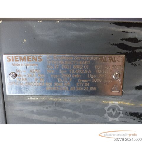 Motor Siemens Siemens 1FT6105-8AC71-4AB1 Synchron-Servomotor SN:YFP921888201001