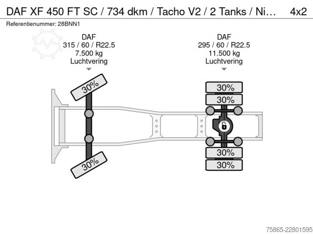  DAF XF 450 FT SC / 734 dkm / Tacho V2 / 2 Tanks / N...