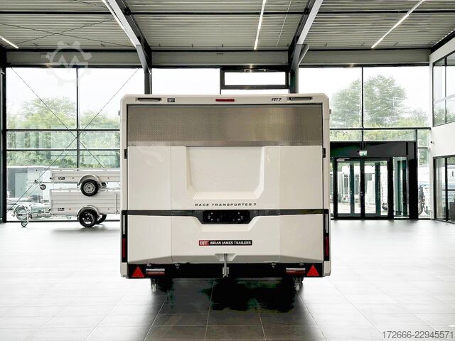 Autotransporter Brian James Trailers RACE TRANSPORTER 7 | 397-6023-35-3-10-W | TRIDEM | ZUSATZRAMPEN 600X235X199CM 3500KG GESCHLOSSENER AUTOTRAILER | WEISS