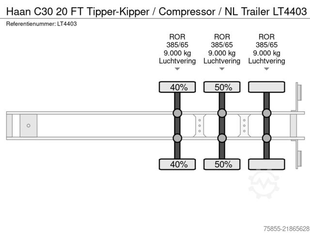 نقل الحاويات Haan C30 20 FT Tipper-Kipper / Compressor / NL Trailer