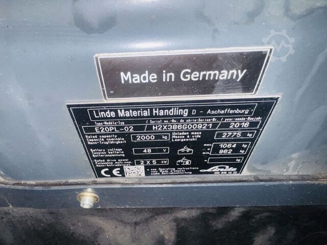 Electric 4-wheel forklift Linde E 20 PL-02 EVO Triplex Kabine