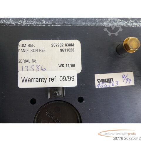 Компонент NUM NUM 207202 830M H Tastatur Bedienoberfläche + 2 Schlüssel SN: 13586
