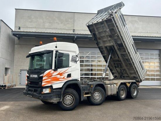 Camion basculante trilateral SCANIA P450 XT ,8X4 MEILLER GESTEINSKIPPER, BORDMATIK,  RETARDER