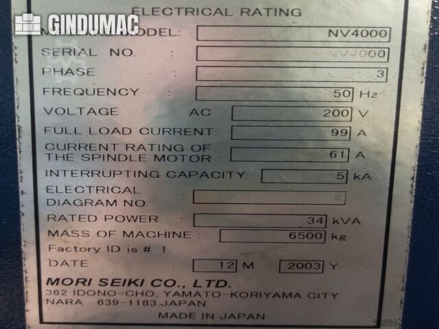 VERTIKALES BEARBEITUNGSZENTRUM MORI SEIKI NV4000