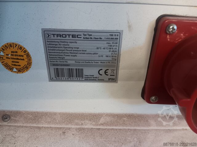 Pramoninis elektrinis šildytuvas 15 kW (yra 3 vnt.) Trotec TDS 75 R