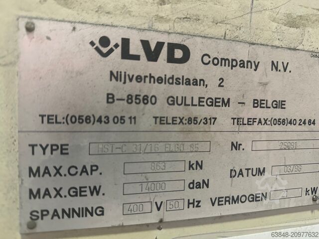 Cizalla guillotina hidráulica LVD HST-C 31/16