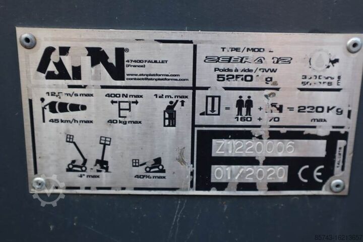 Plataforma de trabajo telescópica articulada ATN Zebra 12 VALID INSPECTION, *GUARANTEE! Diesel, 4x4