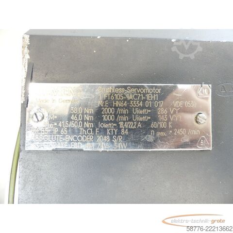 блок управління Siemens Stator für 1FT6105-1AC71 Servomotor SN EHN64333401017