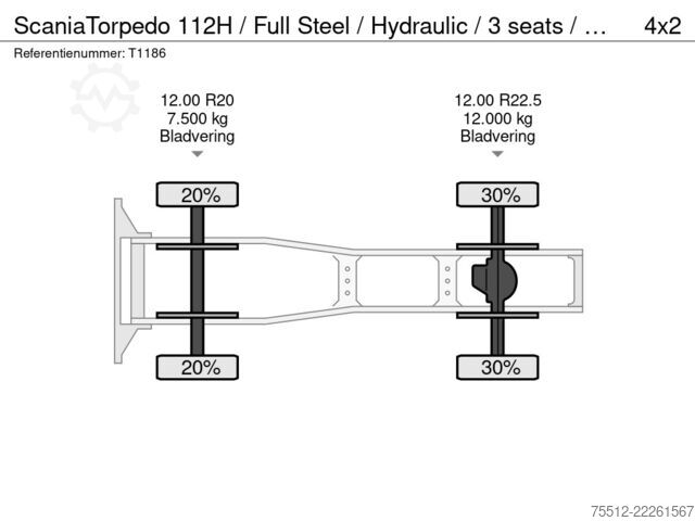 SZM tiêu chuẩn Scania Torpedo 112H / Full Steel / Hydraulic / 3 seats...